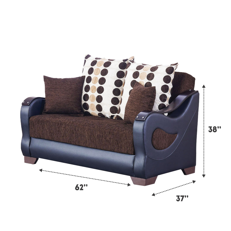 Illinois 62 in. Convertible Sleeper Loveseat in Brown with Storage - Gate FurnitureLoveseat