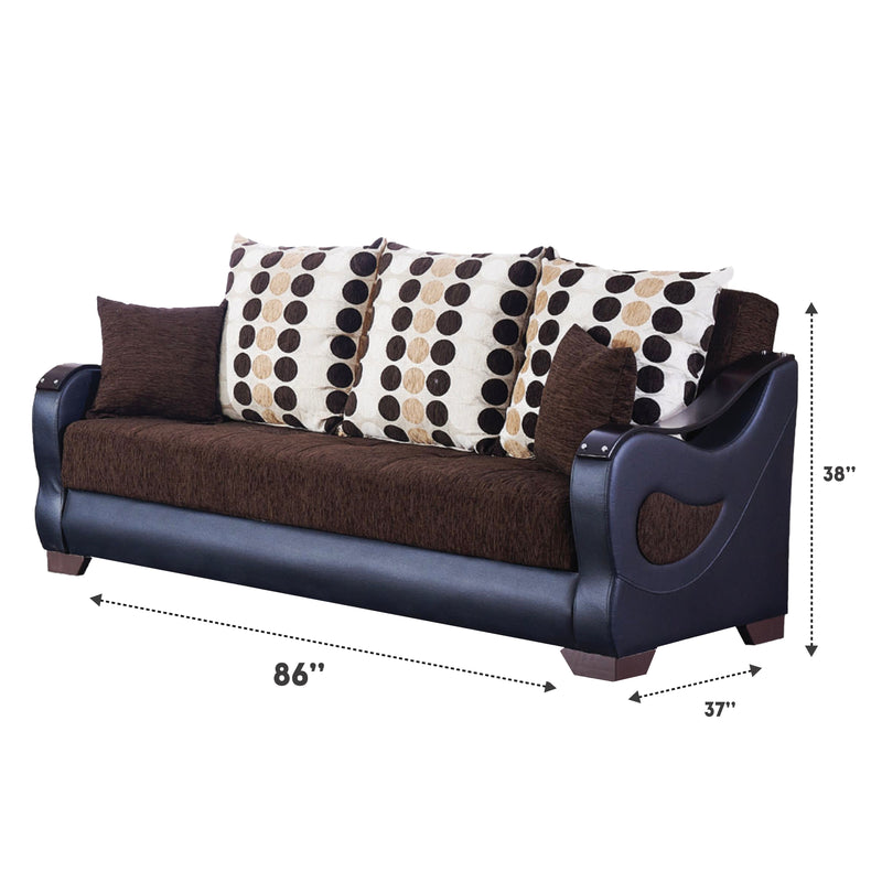 Illinois 86 in. Convertible Sleeper Sofa in Brown with Storage - Gate FurnitureSleeper Sofa