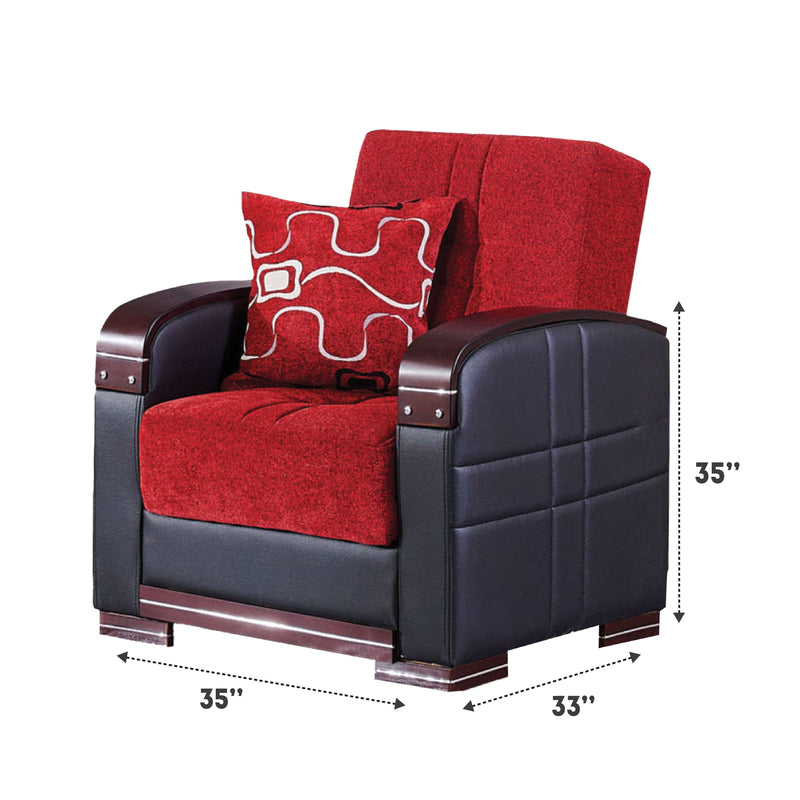 Indiana 35 in. Convertible Sleeper Chair in Red with Storage - Gate FurnitureLiving Room Chair