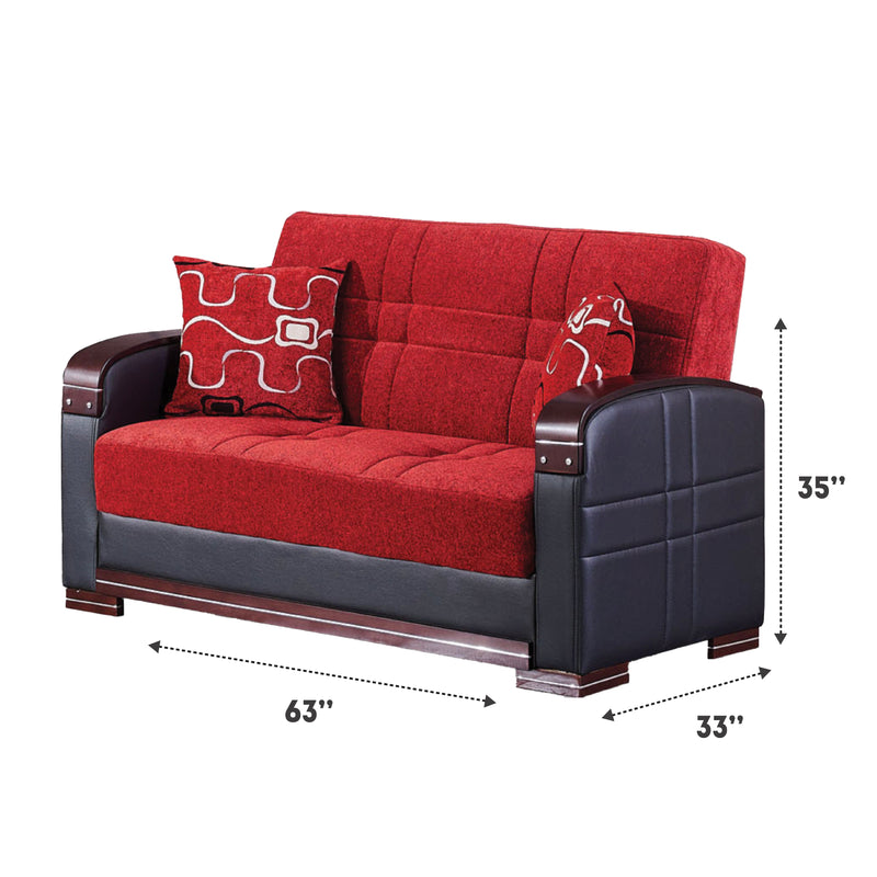Indiana 63 in. Convertible Sleeper Loveseat in Red with Storage - Gate FurnitureLoveseat