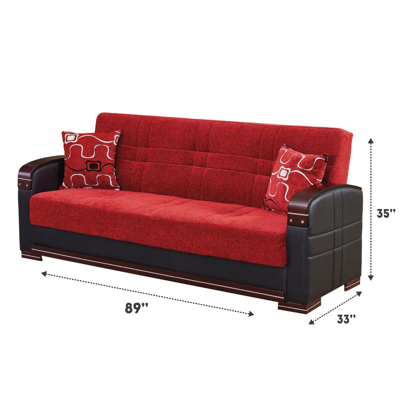 Indiana 89 in. Convertible Sleeper Sofa in Red with Storage - Gate FurnitureSleeper Sofa