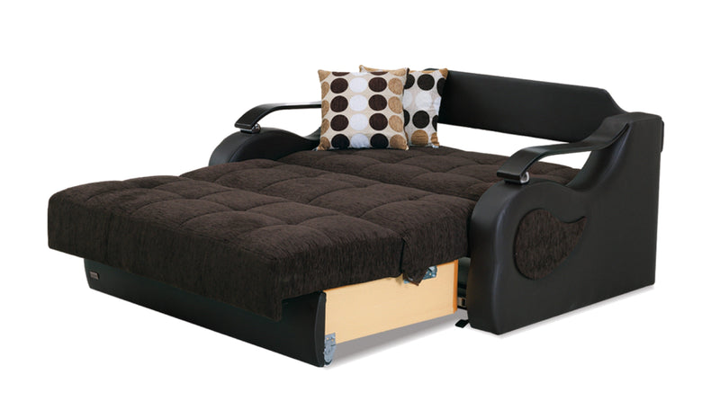 Iowa 65 in. Convertible Pull Out Loveseat in Brown - Gate FurnitureLoveseat