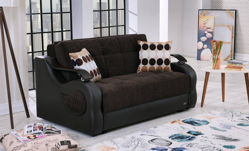 Iowa 65 in. Convertible Pull Out Loveseat in Brown - Gate FurnitureLoveseat