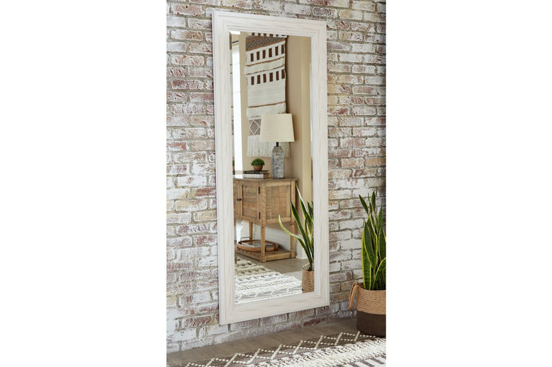 Jacee Antique White Floor Mirror - Gate FurnitureMirror