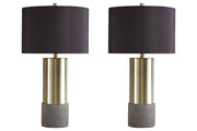 Jacek Gray/Brass Finish Table Lamp (Set of 2) - Gate FurnitureTable Lamp Pair