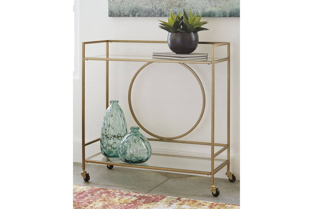 Jackford Antique Gold Finish Bar Cart - A4000165 - Gate Furniture
