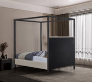 James Linen Textured Fabric King Bed Beige - Gate FurnitureKing Bed