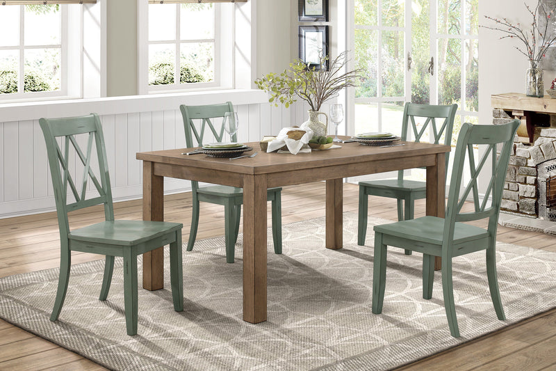 Janina Natural/Teal Dining Set - Gate FurnitureDining Room Set