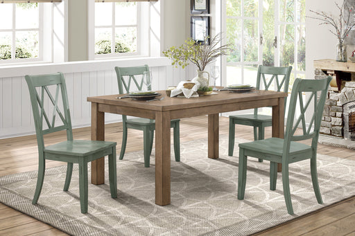 Janina Natural/Teal Dining Set - Gate FurnitureDining Room Set
