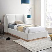 Jardin Boucle Fabric Twin Bed (3 Boxes) Cream - Gate FurnitureTwin Bed