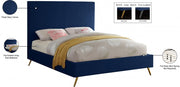Jasmine Velvet King Bed Blue - Gate FurnitureKing Bed