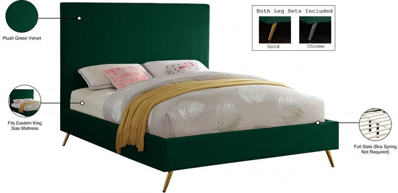 Jasmine Velvet King Bed Green - Gate FurnitureKing Bed