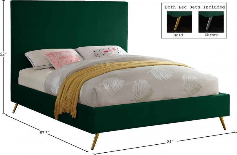 Jasmine Velvet King Bed Green - Gate FurnitureKing Bed