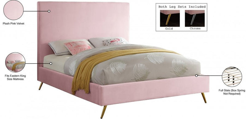 Jasmine Velvet King Bed Pink - Gate FurnitureKing Bed