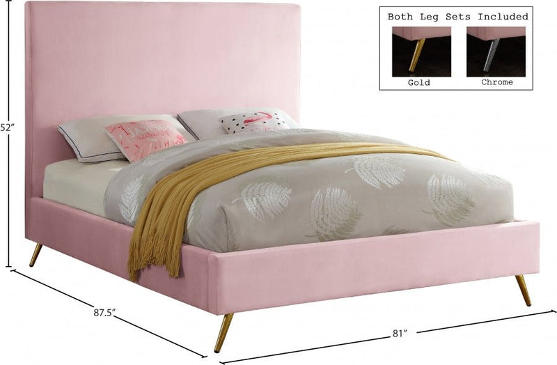 Jasmine Velvet King Bed Pink - Gate FurnitureKing Bed