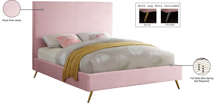 Jasmine Velvet Queen Bed Pink - JasminePink-Q