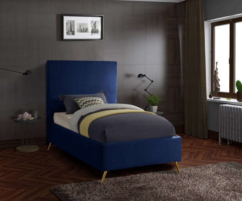 Jasmine Velvet Twin Bed Blue - Gate FurnitureTwin Bed