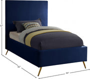 Jasmine Velvet Twin Bed Blue - Gate FurnitureTwin Bed
