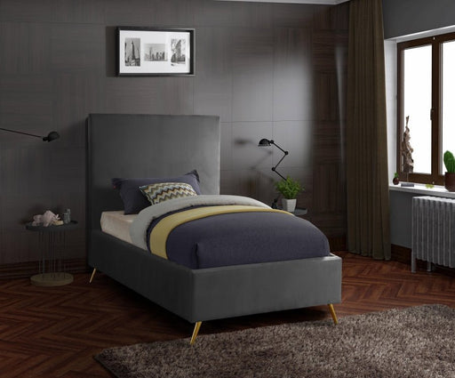 Jasmine Velvet Twin Bed Grey - Gate FurnitureTwin Bed