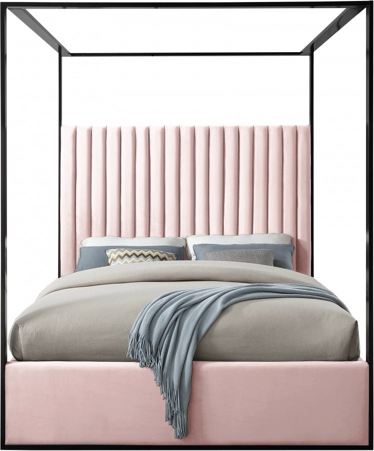 Jax Velvet King Bed Pink - Gate FurnitureKing Bed
