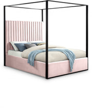 Jax Velvet Queen Bed Pink - Gate FurnitureQueen Bed