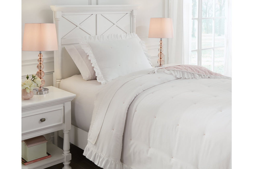 Jenalyn White/Light Pink Twin Comforter Set - Q712001T - Gate Furniture