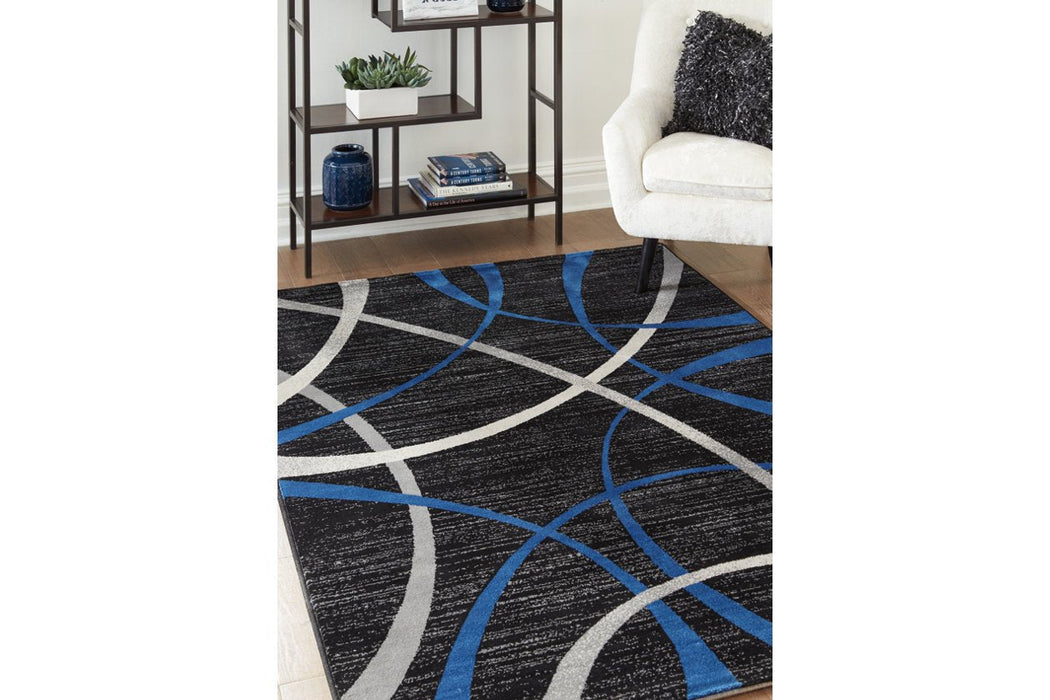 Jenue Black/Gray/Blue 5' x 7' Rug - R403592 - Gate Furniture