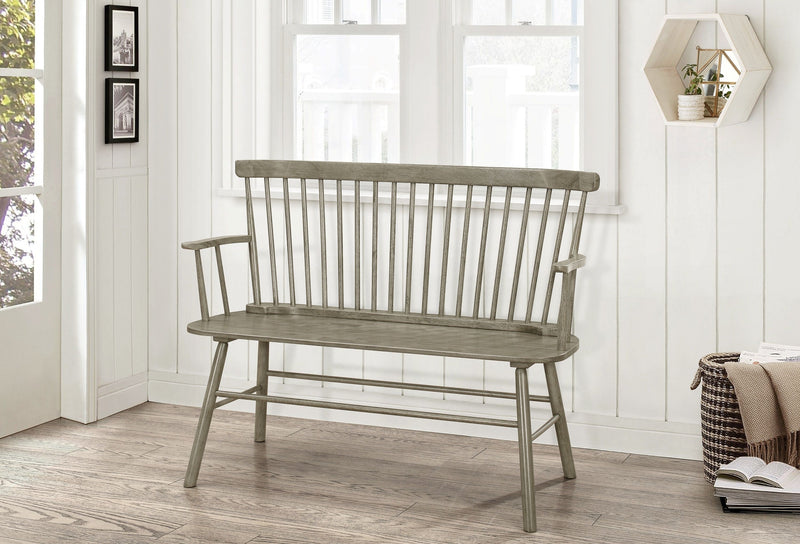 Jerimiah Spindleback Grey Bench - Gate FurnitureAccent Bench