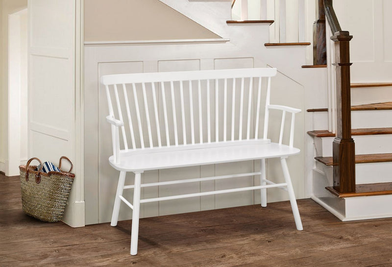 Jerimiah Spindleback White Bench - Gate FurnitureAccent Bench