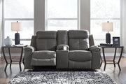 Jesolo Dark Gray Reclining Loveseat with Console - Gate FurnitureLoveseat