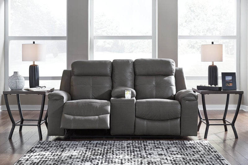 Jesolo Dark Gray Reclining Loveseat with Console - Gate FurnitureLoveseat