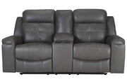 Jesolo Dark Gray Reclining Loveseat with Console - Gate FurnitureLoveseat