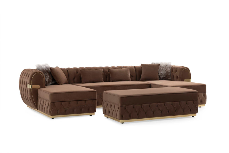Jester Mocha Velvet Rectangle Ottoman - JESTERMOCHA-OTT