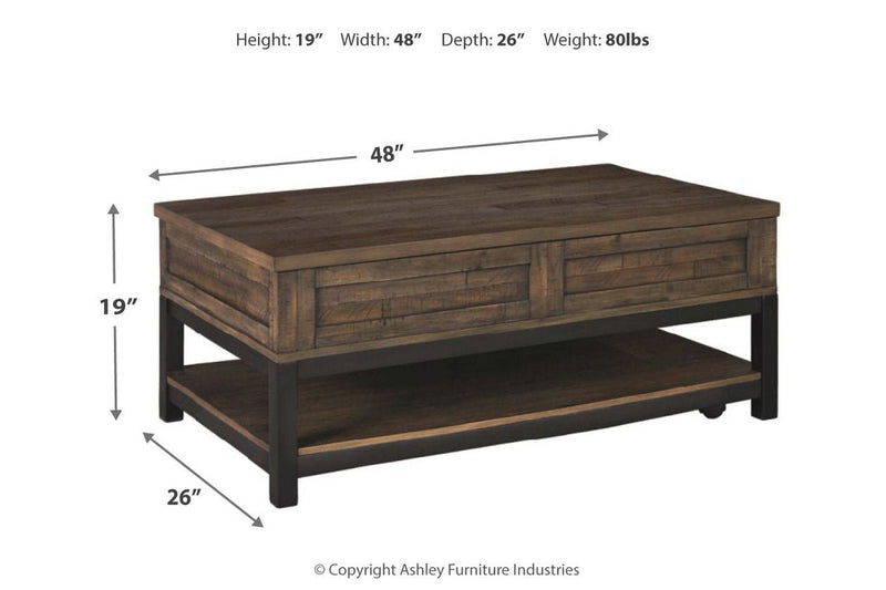 Johurst Grayish Brown Coffee Table with Lift Top - Gate FurnitureCoffee Table