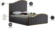 Jolie Velvet King Bed (3 Boxes) Grey - Gate FurnitureKing Bed