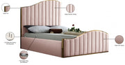 Jolie Velvet King Bed (3 Boxes) Pink - Gate FurnitureKing Bed