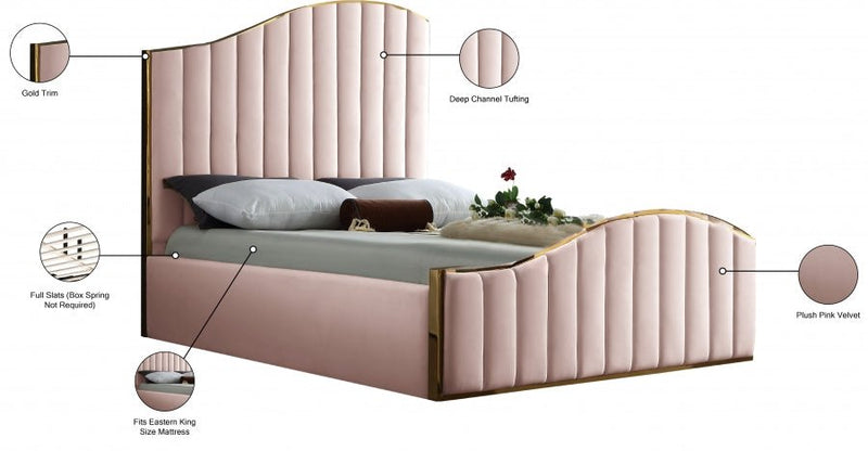 Jolie Velvet King Bed (3 Boxes) Pink - Gate FurnitureKing Bed