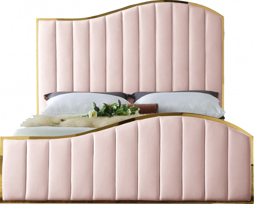 Jolie Velvet Queen Bed (3 Boxes) Pink - JoliePink-Q