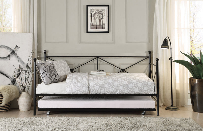 Jones Black Metal Daybed with Trundle - Gate FurnitureDaybed