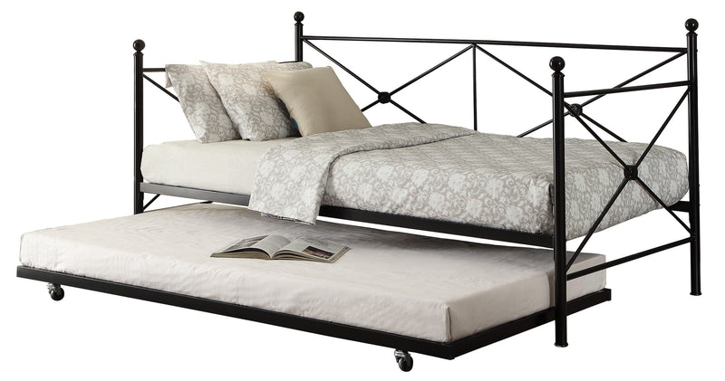 Jones Black Metal Daybed with Trundle - Gate FurnitureDaybed