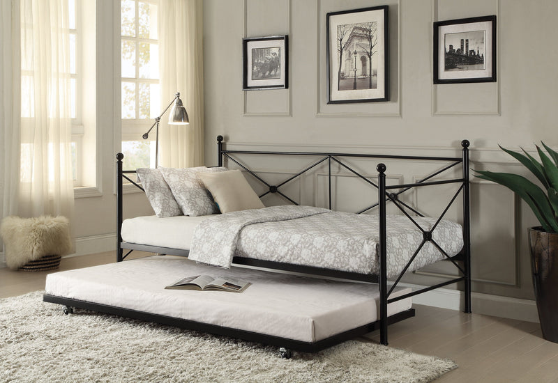 Jones Black Metal Daybed with Trundle - Gate FurnitureDaybed