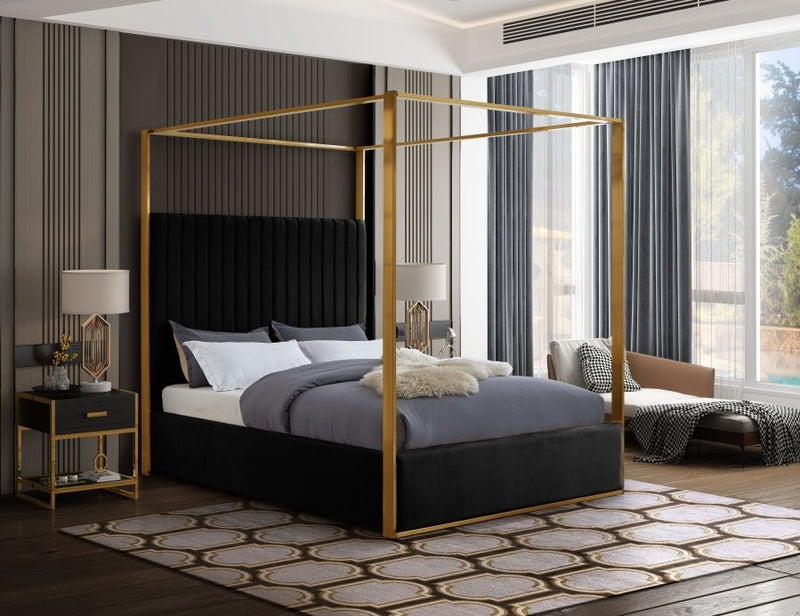 Jones Velvet King Bed Black - Gate FurnitureKing Bed