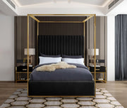 Jones Velvet Queen Bed Black - Gate FurnitureQueen Bed