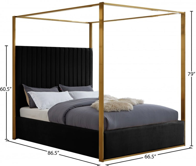 Jones Velvet Queen Bed Black - Gate FurnitureQueen Bed