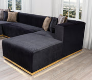 Juliana Black Velvet 4 - Piece Sectional - Gate FurnitureSectional