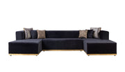 Juliana Black Velvet 4 - Piece Sectional - Gate FurnitureSectional
