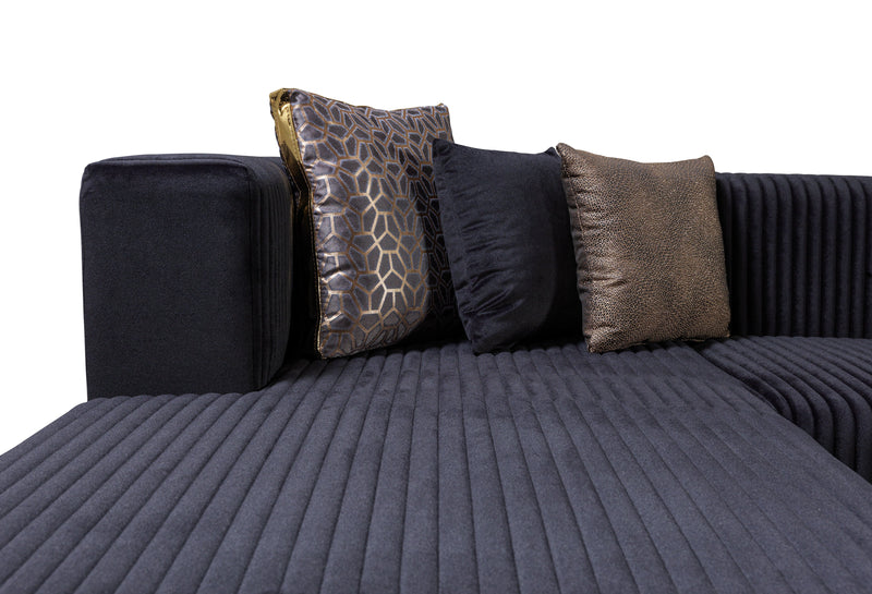 Juliana Black Velvet 4 - Piece Sectional - Gate FurnitureSectional