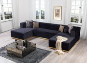 Juliana Black Velvet 4 - Piece Sectional - Gate FurnitureSectional
