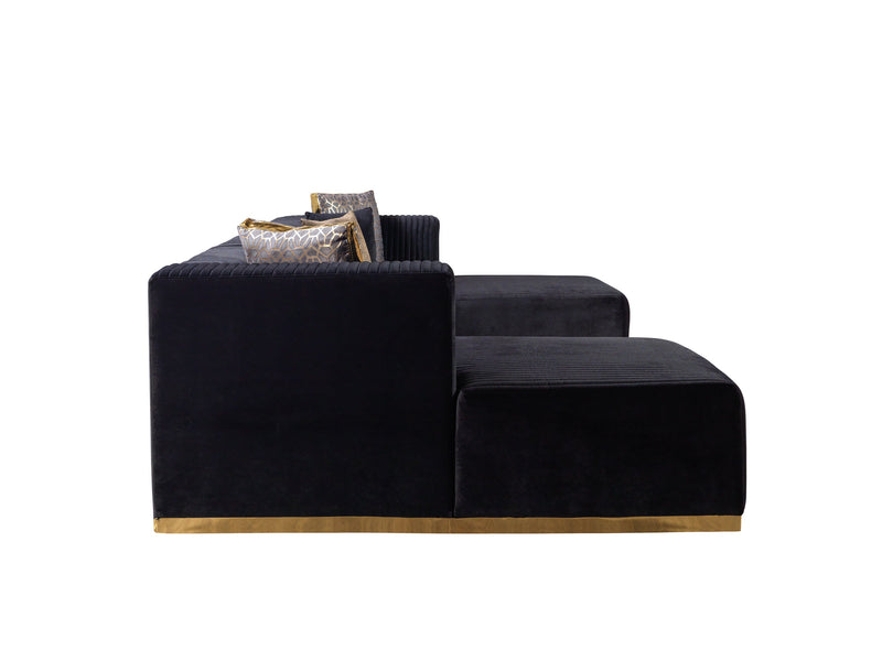 Juliana Black Velvet 4 - Piece Sectional - Gate FurnitureSectional
