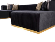 Juliana Black Velvet 4 - Piece Sectional - Gate FurnitureSectional
